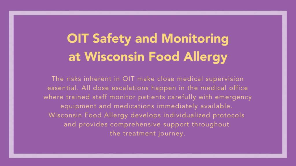 Medical team at Wisconsin Food Allergy Institute monitoring patient during supervised oral immunotherapy dosing appointment